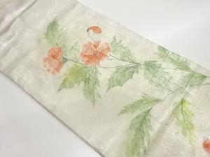 作家物 引箔手描き花葉模様名古屋帯